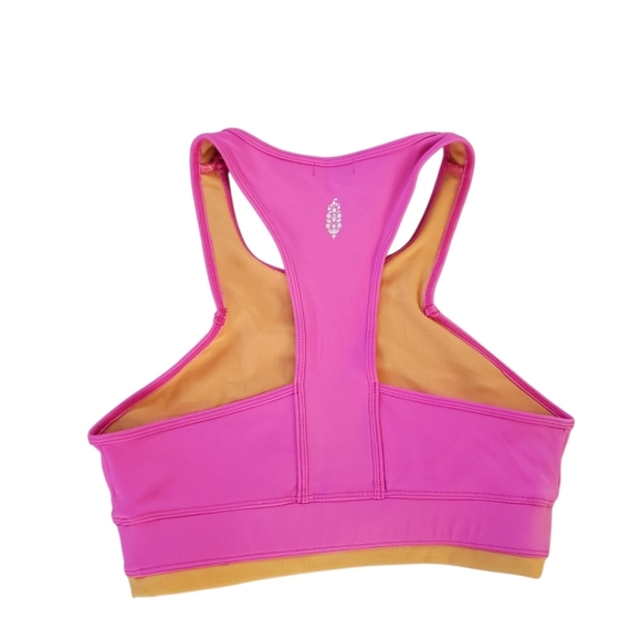 Free People Movement Pink Orange Cross Over Sports Bra XS - Picture 3 of 4